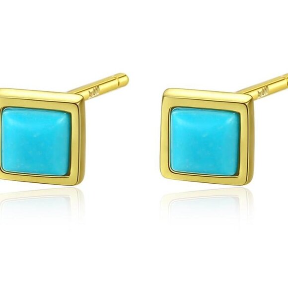 Jewelry - 3mm Sterling Silver Square Opal Stud Earrings